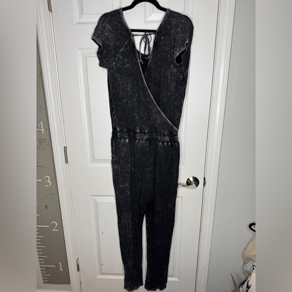PROMESA True To You Acid Wash Charcoal Drawstring Jumpsuit Size XXL Vintage Wash - Picture 4 of 6